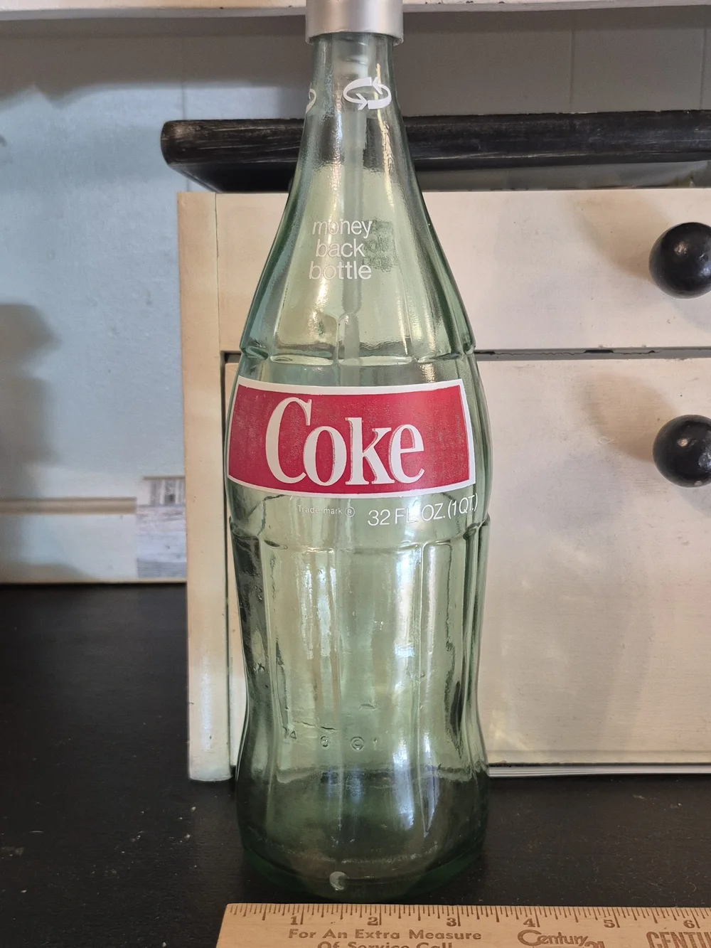 Coke Glass Bottle Soap Dispenser - Green Glass with Red Label